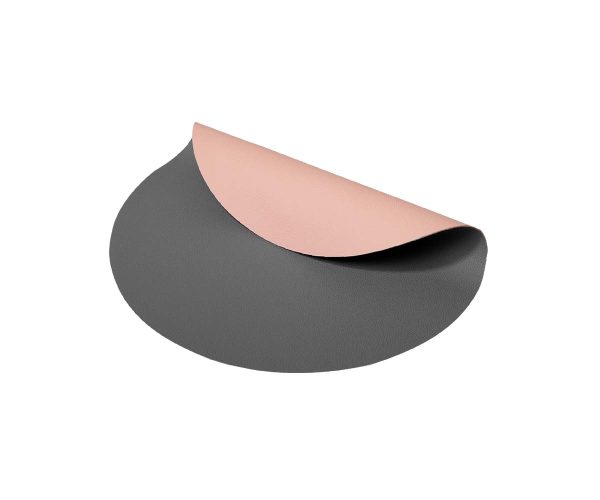 Placemat Leer Rond Donkergrijs Roze 1