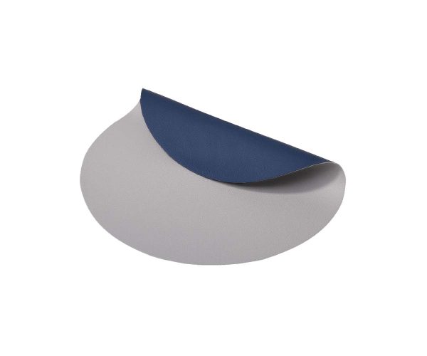 Placemat Leer Rond Lichtgrijs Blauw 1