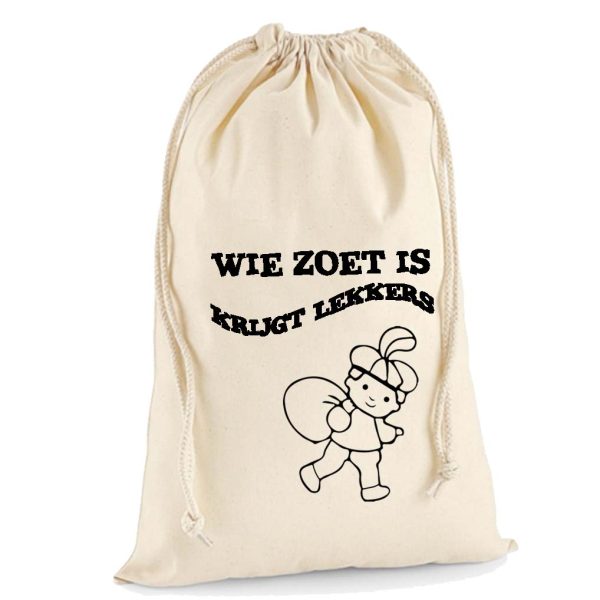 sinterklaas zak wie zoet is krijgt lekkers ECRU