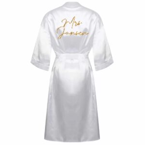 Satijnen badjas mrs naam